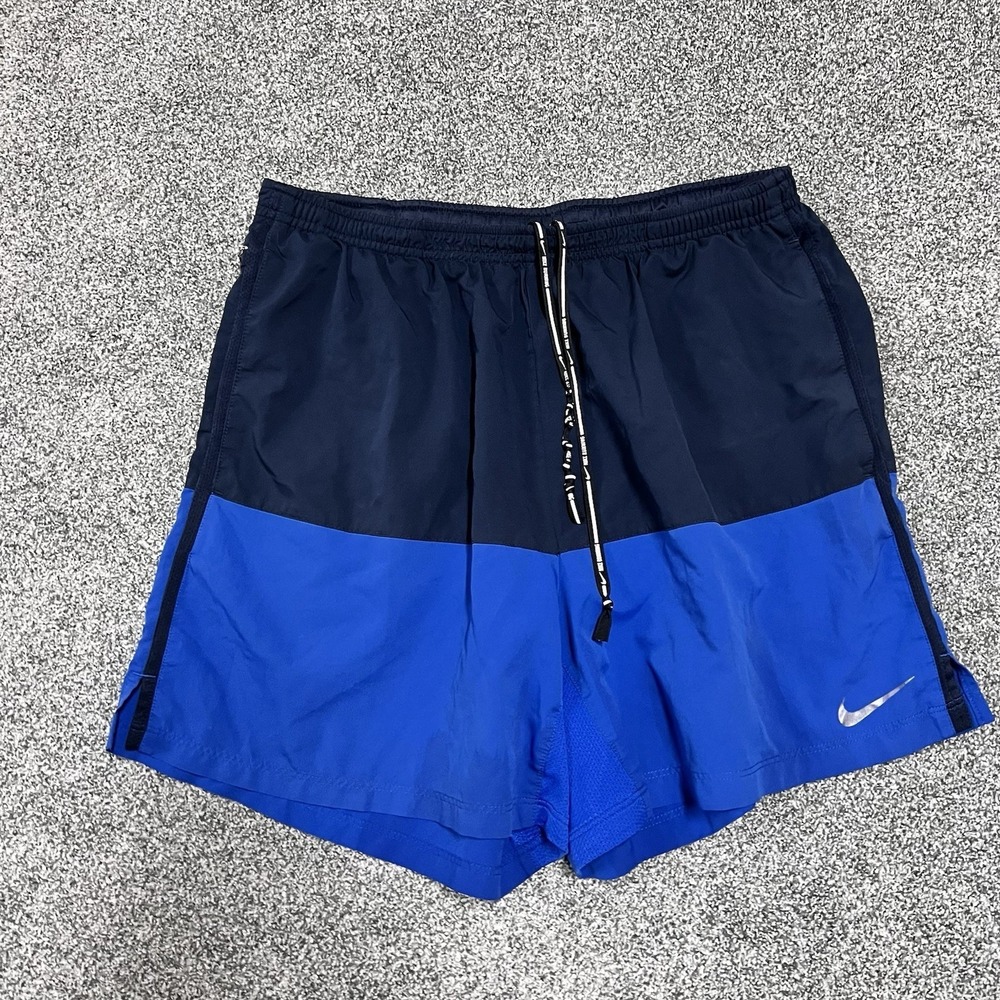 Nike Dri Fit Running Shorts Mens Large Blue Black Athletic Training Gym